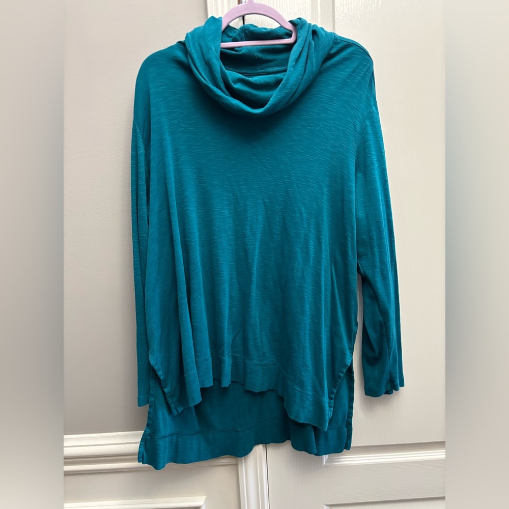 J.Jill slub knit cowl neck tunic-Teal